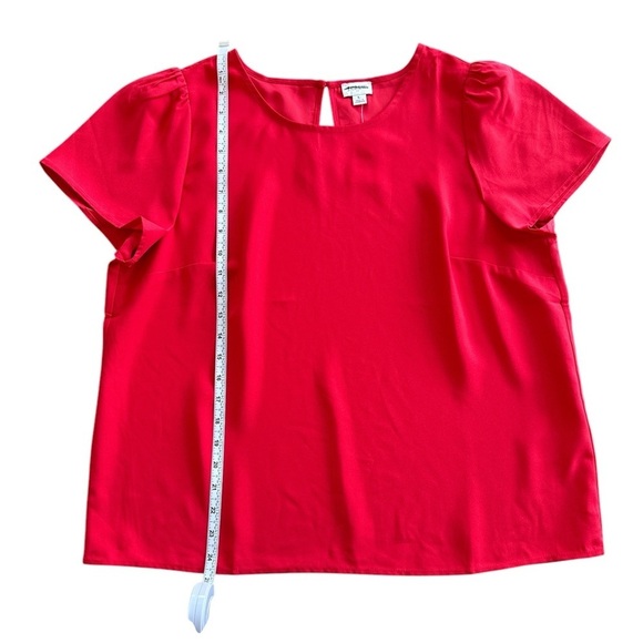 NEW J. CREW FACTORY Short-sleeve crepe top puff sleeves in Red Size Large - Picture 5 of 9